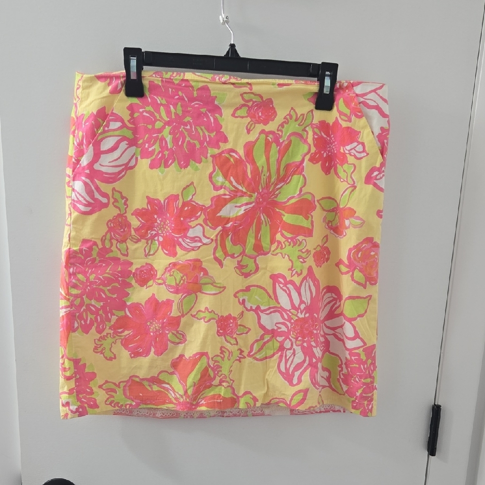 Lilly Pulitzer Vibrant Pink and Yellow Floral Mini Skirt